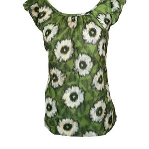 Edme green floral print top size 8